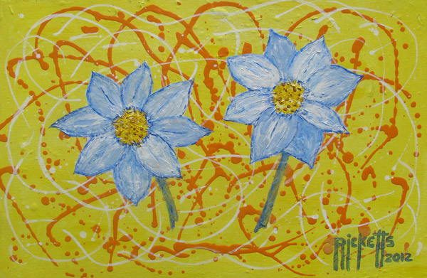 Blue Flowers on Yellow by Danny Ricketts