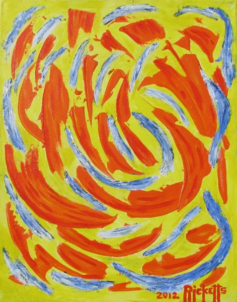 Blue & Orange Swirls on Yellow by Danny Ricketts