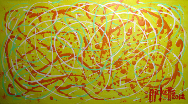 Abstract: Orange, Green, White on Yellow by Danny Ricketts