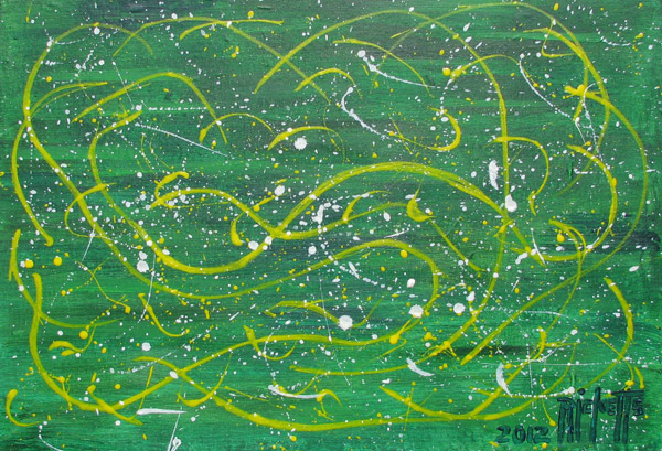 Yellow Swirls on Green - Rectangle by Danny Ricketts