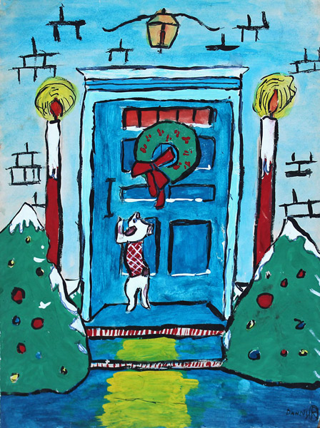 Christmas Dog at Door by Danny Ricketts